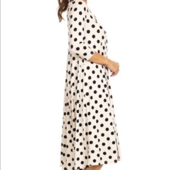 MOA USA | NWOT White w/ Black Polkadot Midi Dress - Picture 2 of 4